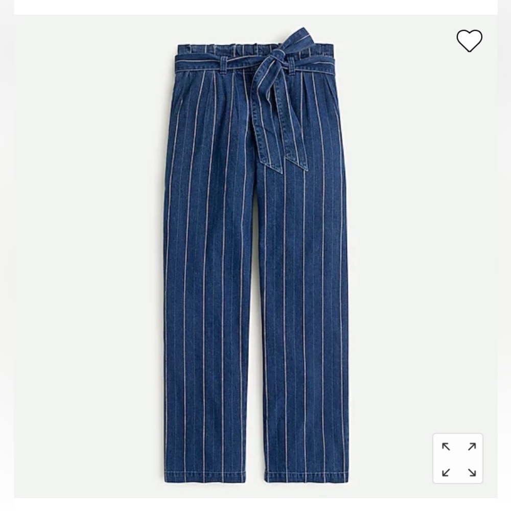 J Crew paper-bag pant in indigo stripe